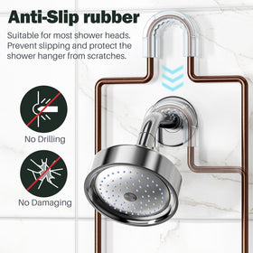 Epicano caddy fits most standard shower heads for a seamless look.