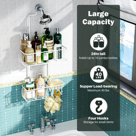 Epicano rustproof stainless steel caddy with two deep baskets for tall bottles.