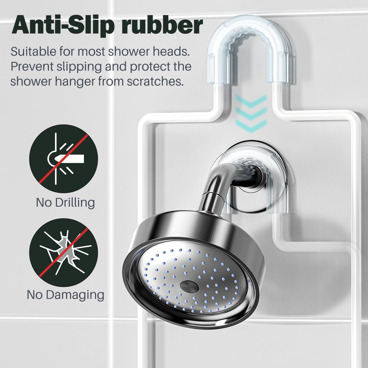 Epicano anti-swing installation with adhesive hooks and suction cups securing the unit.