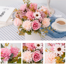 Epicpetal silk and plastic flowers in vase offer maintenance-free elegance.
