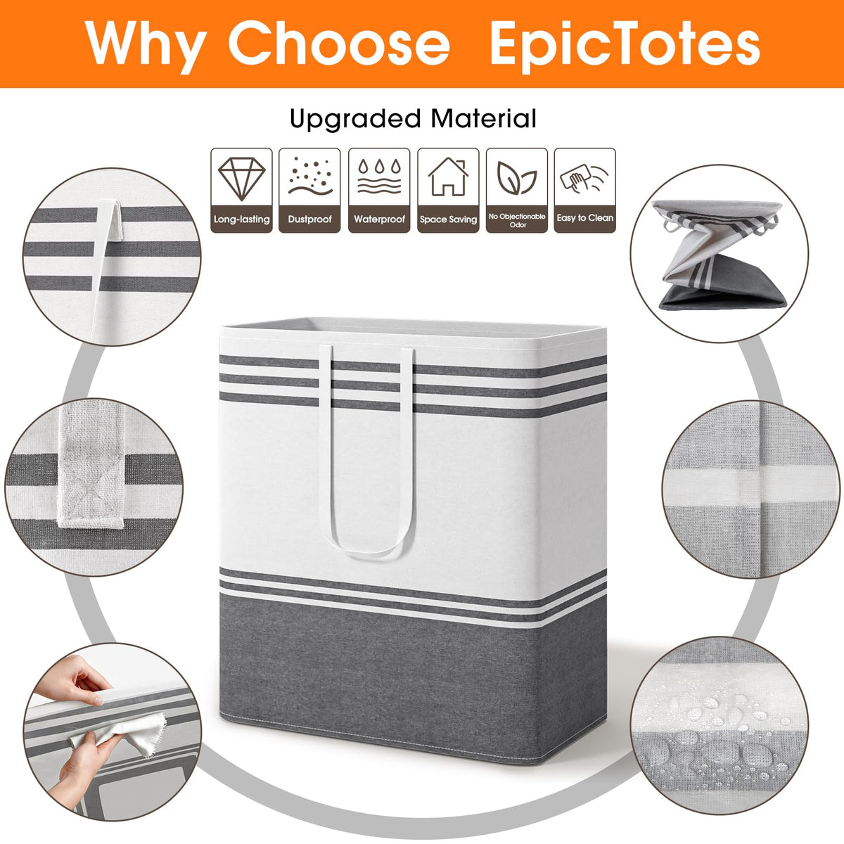 EpicTotes large laundry basket in a dorm room setup for student use