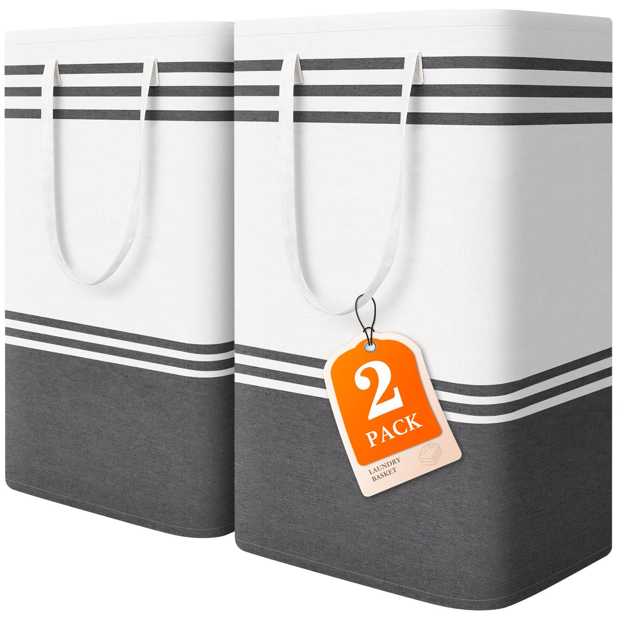 EpicTotes 2-pack large laundry basket, top view, spacious 88L capacity for dorms and families.