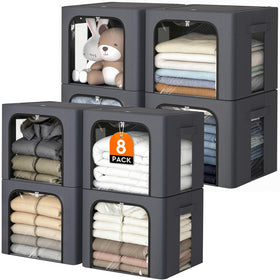 EpicTotes 8-pack bins with metal frame and clear windows for easy visibility.