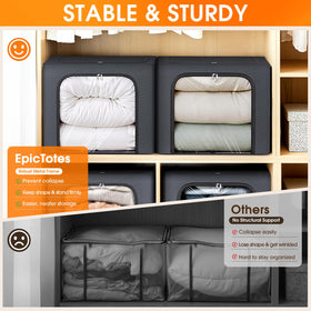 EpicTotes clear window bin with top and front openings for quick access.
