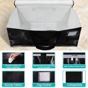 EpicTotes double-zipper top opening enables full bag access.