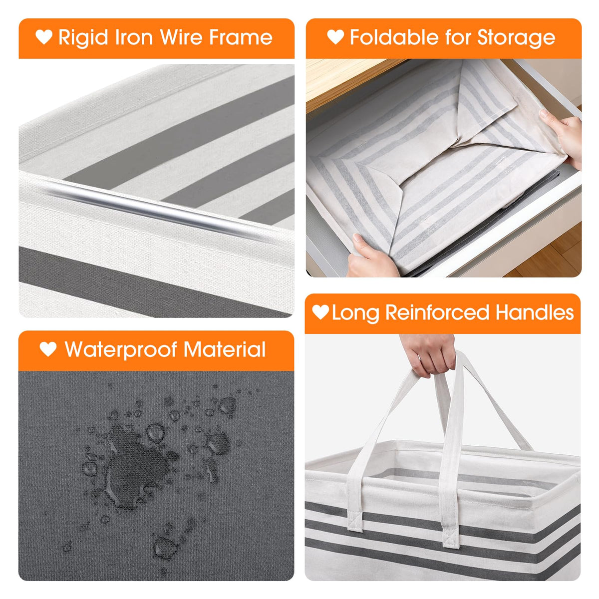 EpicTotes laundry basket with a sturdy metal frame ensures stable freestanding use.