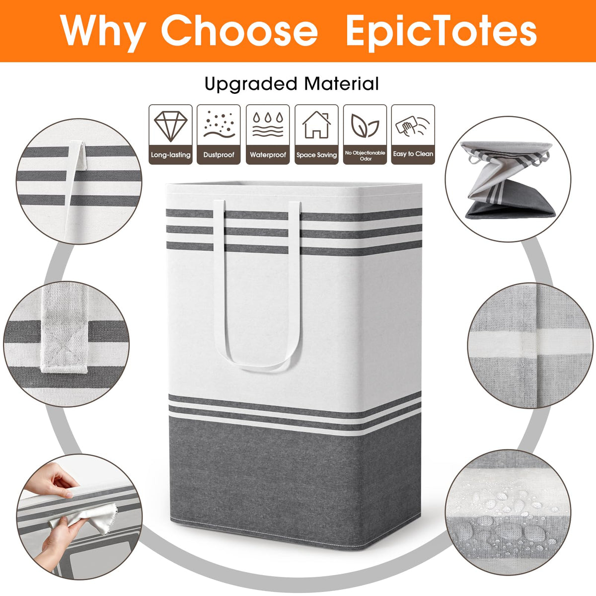 EpicTotes waterproof interior coating keeps items dry and odors contained.