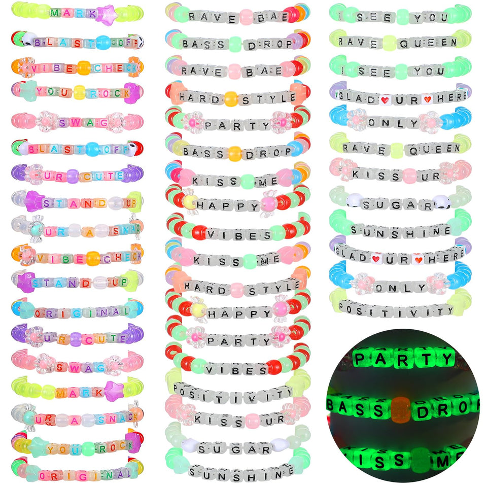 Equsion glow bracelets with alphabet design illuminate night parties and express your vibe.