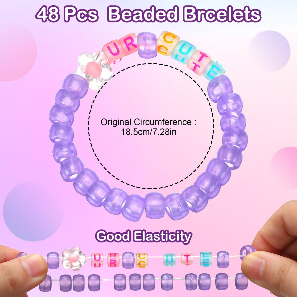 Equsion kandi bracelets of colorful beads glow brightly for festivals and group exchanges.