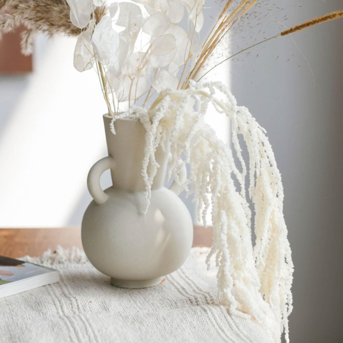 EquSym hanging amaranthus enhances rustic weddings and tablescapes.