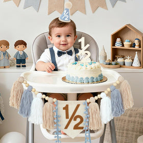 Ereniko blue khaki tassel banner set, elegant and reusable.