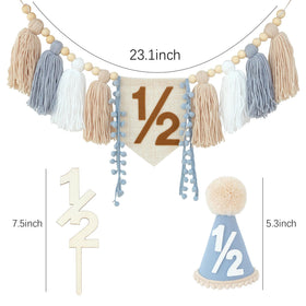 Ereniko half birthday cake topper in wood for keepsakes.