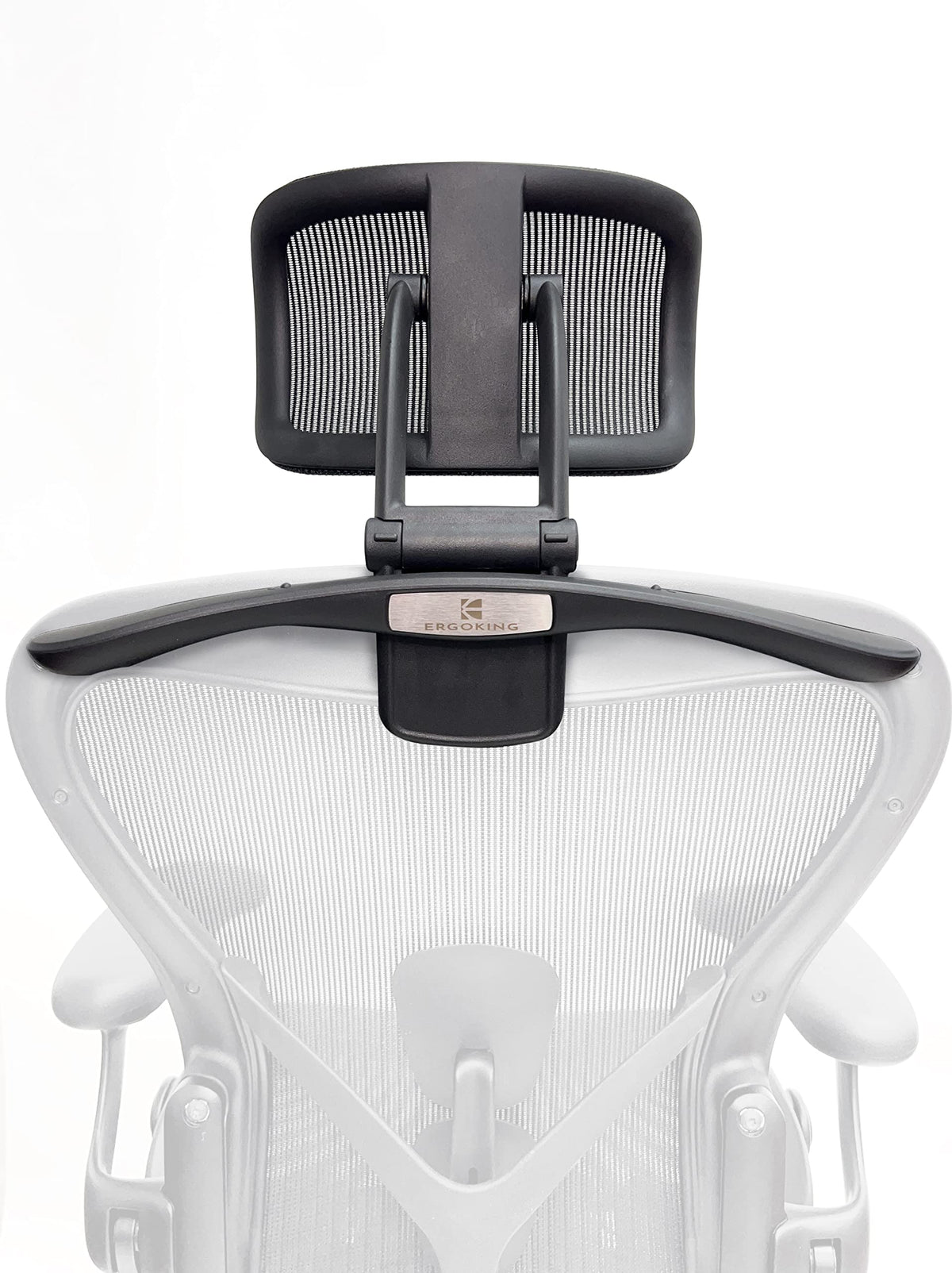 Back view of ERGOKING headrest attached to Aeron chair demonstrates stable attachment.