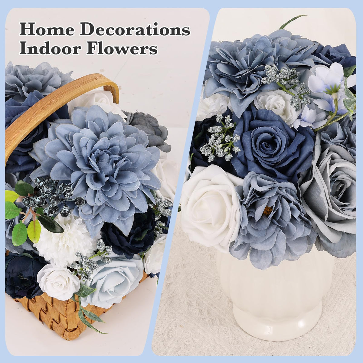 Erhalings dusty blue eucalyptus stems highlight greenery accents in arrangements.