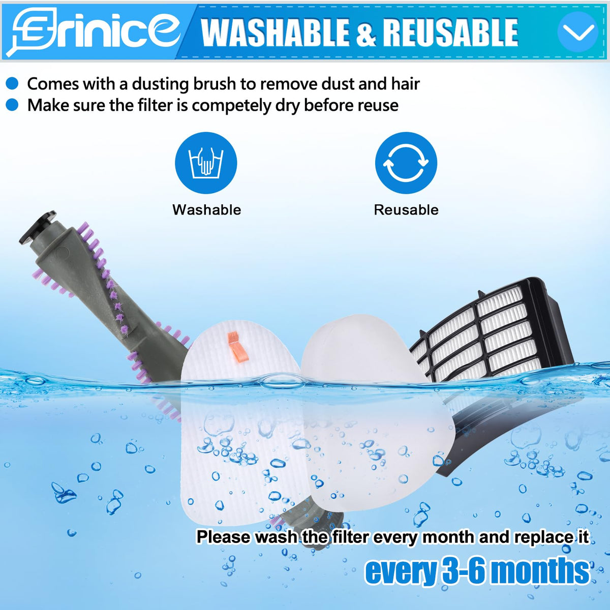 Erinice felt pre-motor filter for Shark NV350 guards the motor from particles