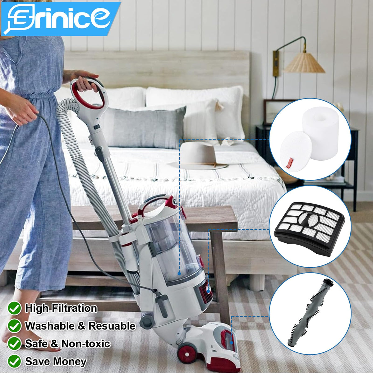 Erinice cleaning brush aids debris removal during maintenance.