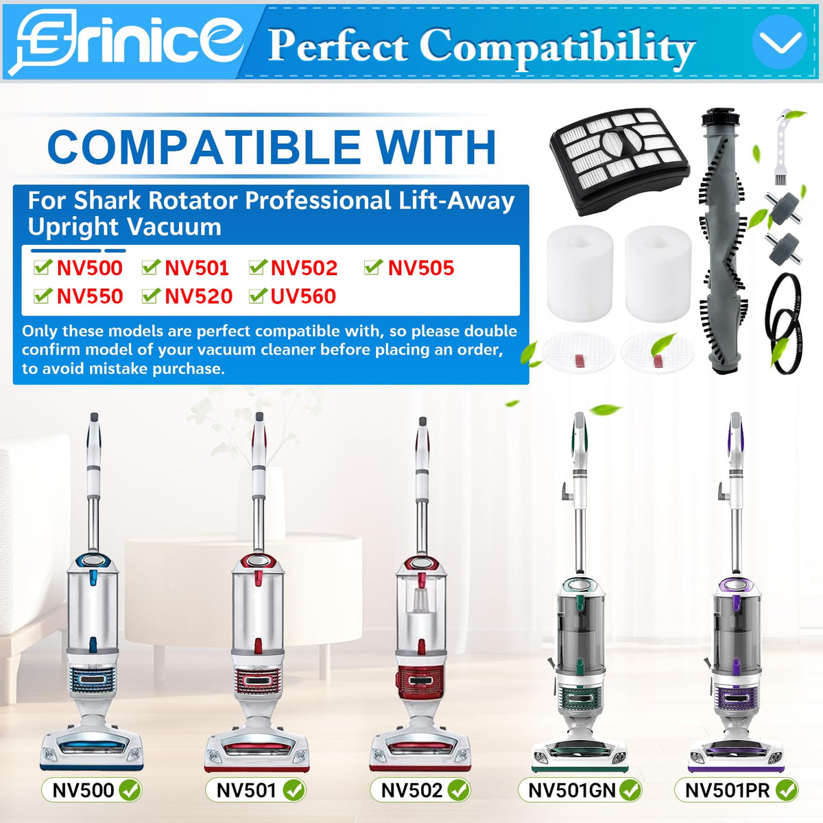 Erinice Shark Rotator wheels improve maneuverability and easy maintenance.