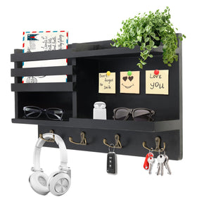 Eryvik key holder wall mount with eight matte black hooks for organized entryway storage.