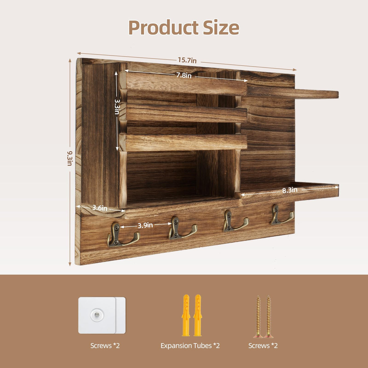 Eryvik burnt brown finish highlights handmade molding for farmhouse charm.