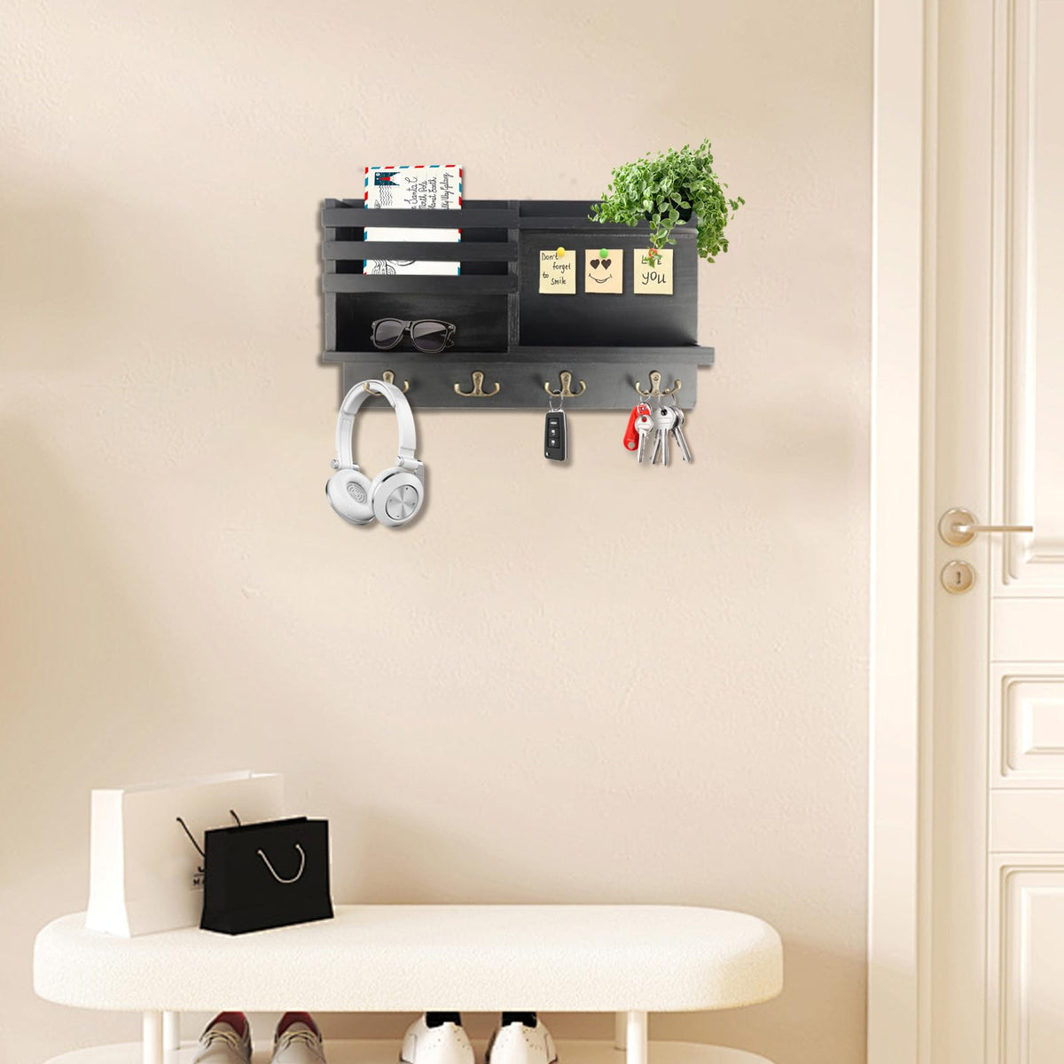 Eryvik multi-use key organizer stores mail, sunglasses, and small decor while keeping keys handy.