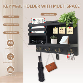 Eryvik solid wood key organizer for entryways with natural grain and sturdy design.