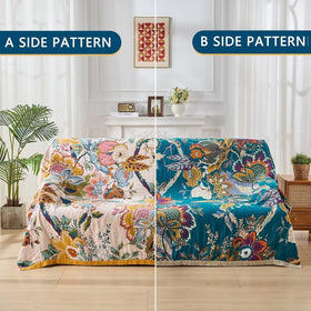 Sofa throw with ERZVND blanket demonstrates versatile living room styling