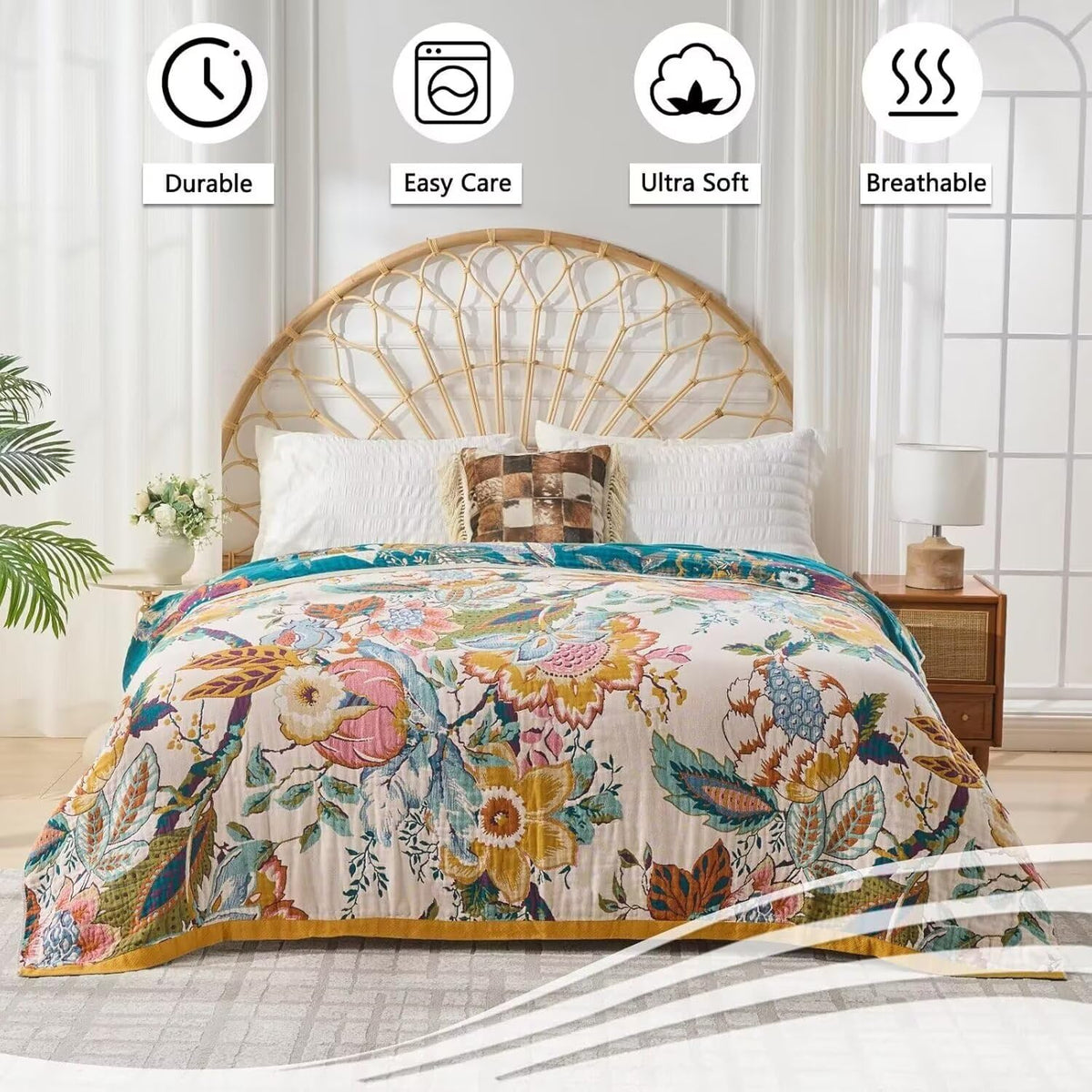 ERZVND cotton muslin blanket feel, soft and breathable for cozy nights