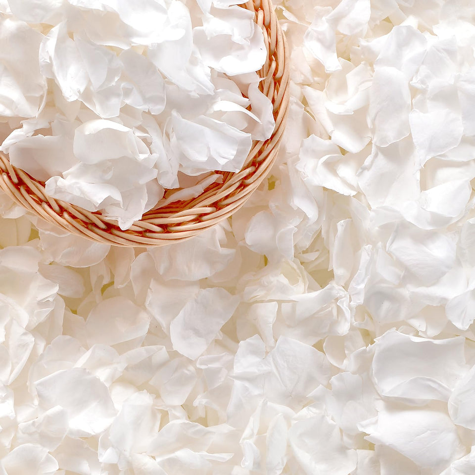 Eslibin white rose petals pack for wedding decoration and aisle scattering