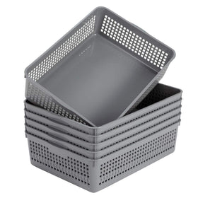 Eslite 6-pack gray plastic baskets for easy desk organization