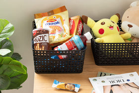 Eslite plastic storage basket kitchen-pantry helps declutter countertops.