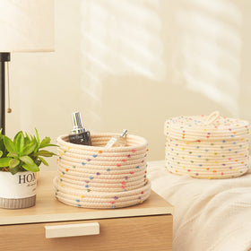 Esme L&H entryway setup with baskets for clutter-free surfaces