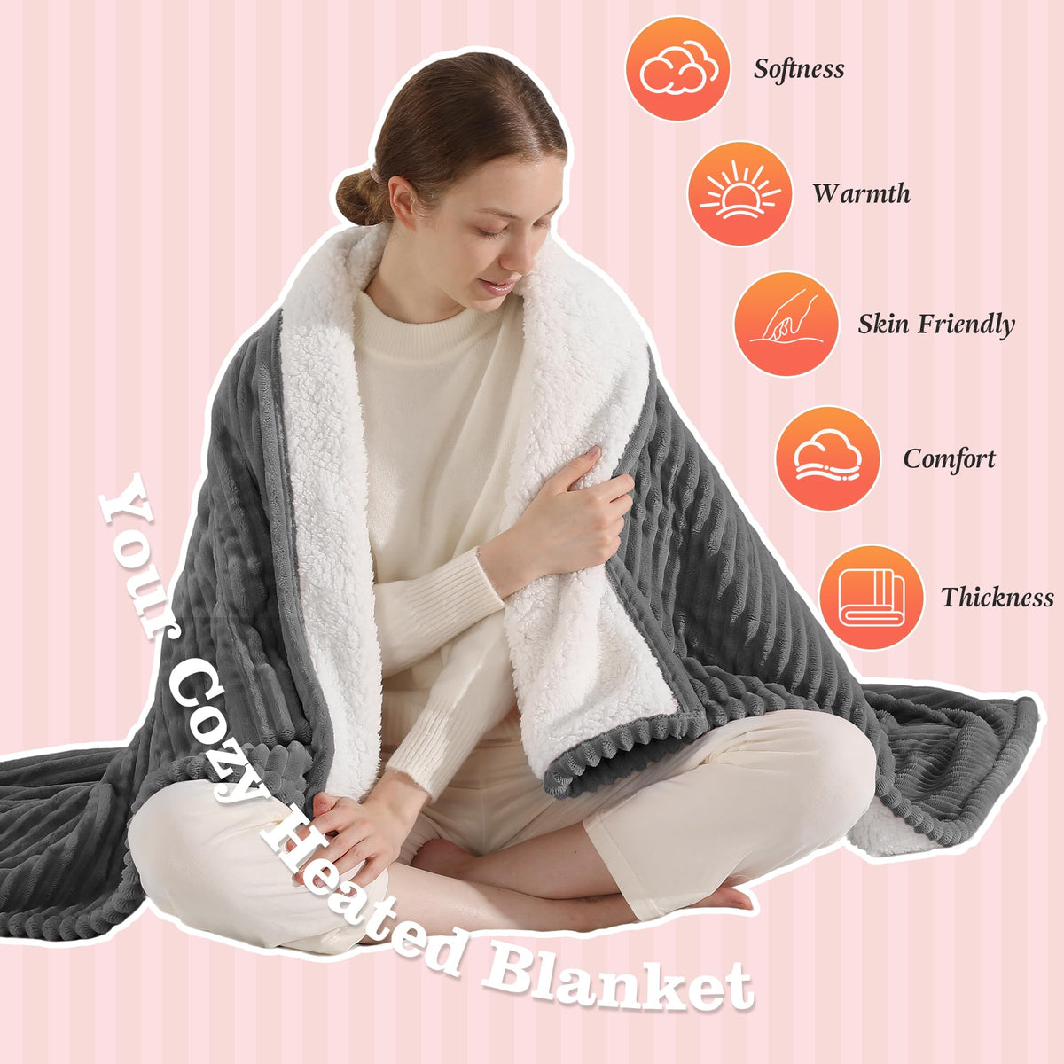 Esobrio twin blanket controls with five heat levels for personalized comfort.