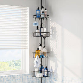 ESSEME corner shower caddy tension pole four baskets keep shower essentials organized