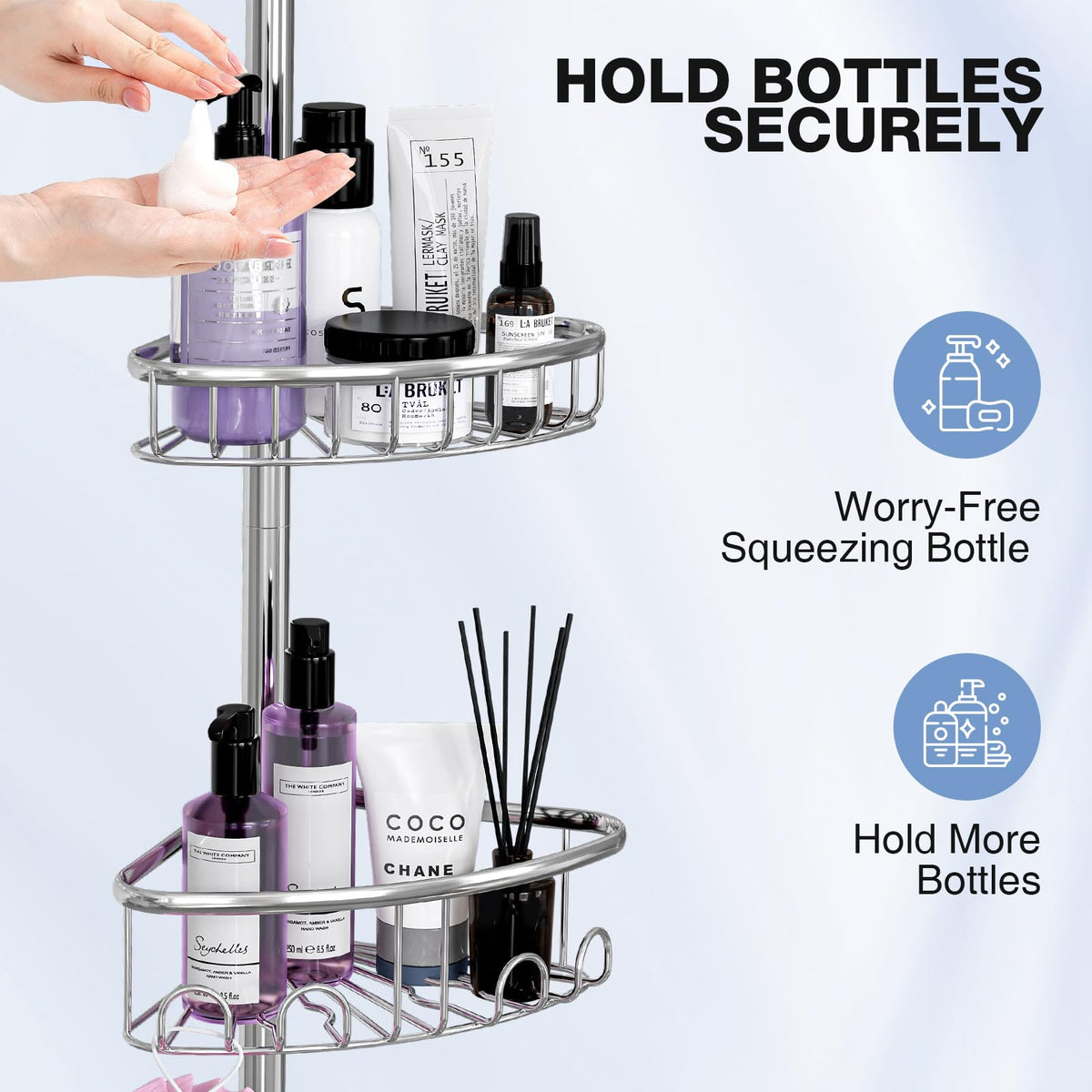 ESSEME removable hooks for razors, loofahs, and brushes