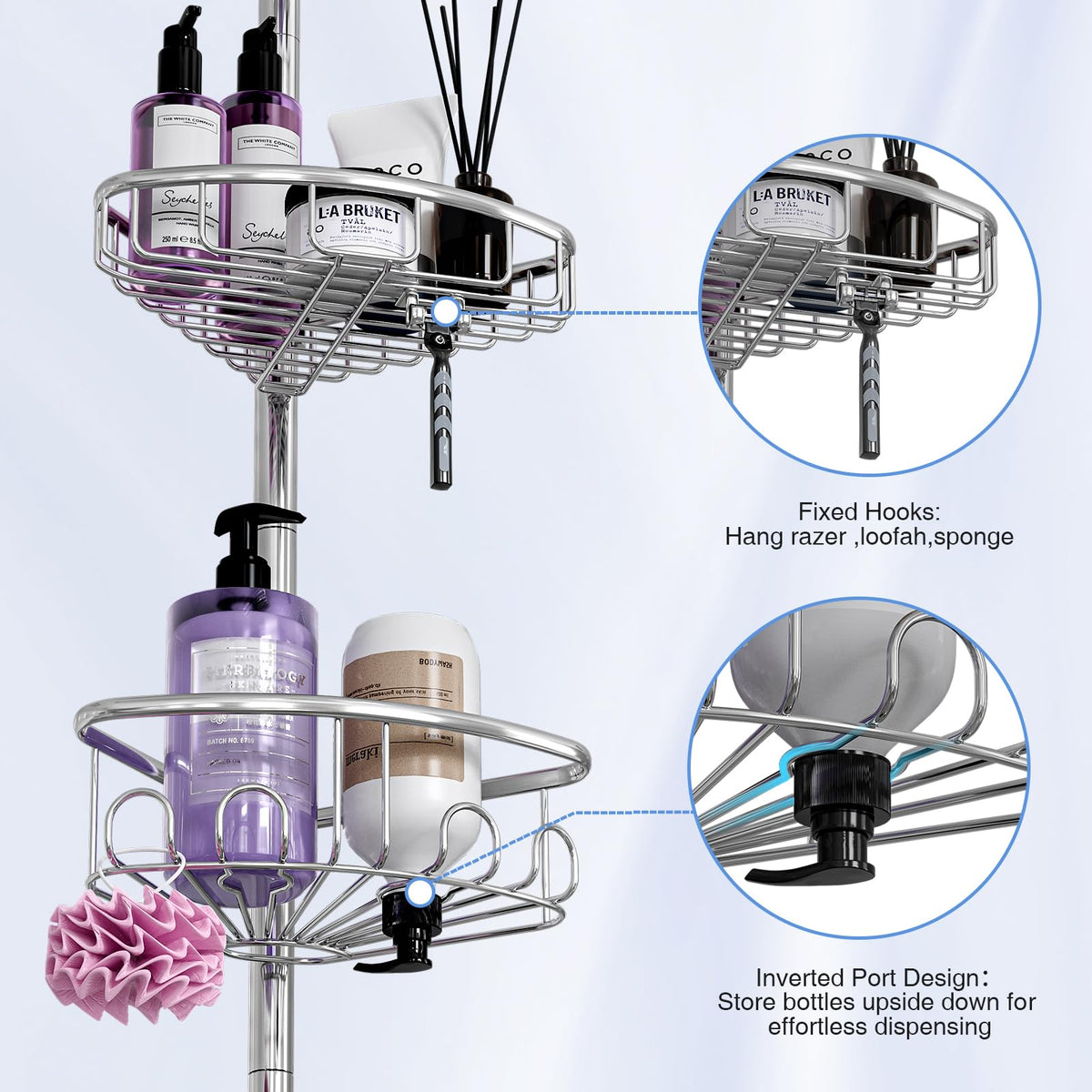 ESSEME tension pole height adjustable for tub, sink, or shower