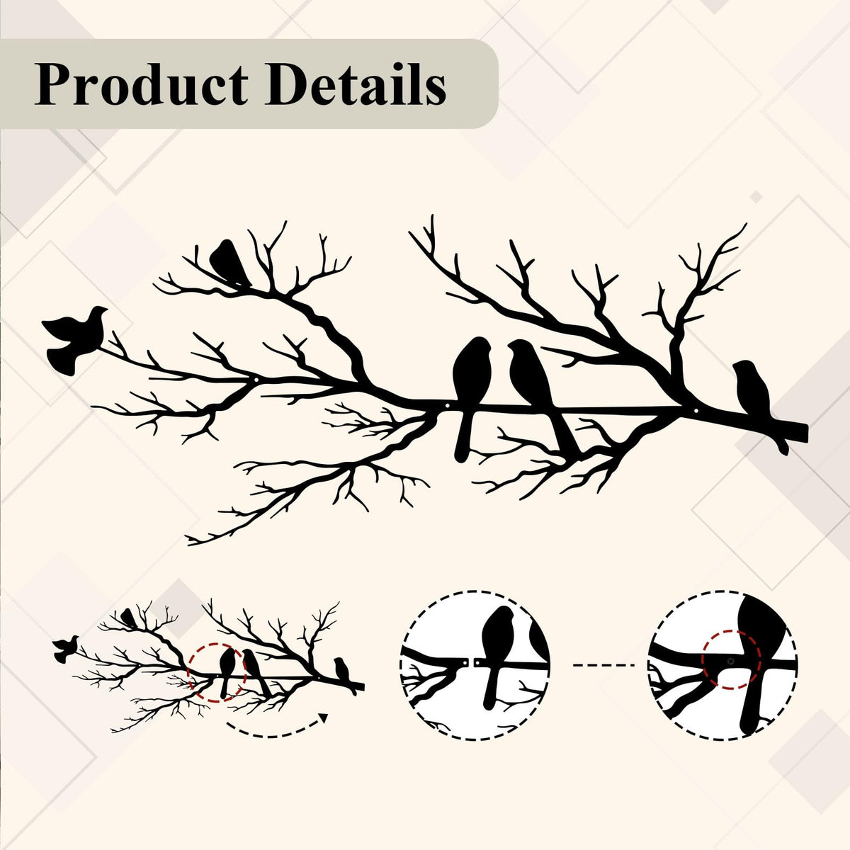 ESTART bird wall art living room display creates a modern focal point without overwhelming the space.