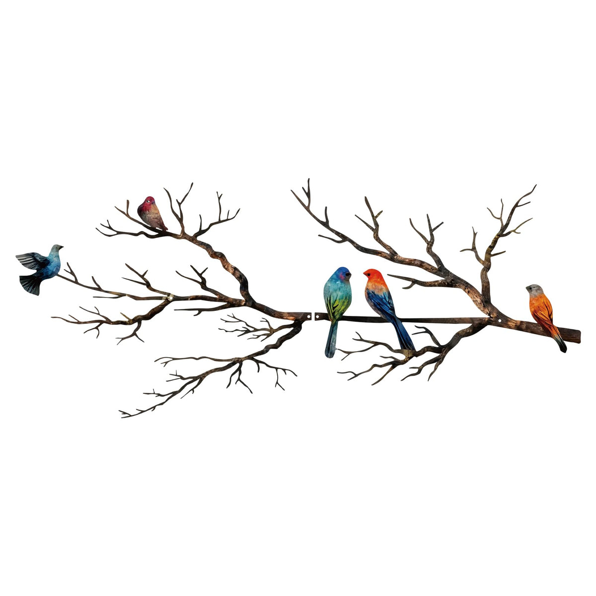 ESTART metal birds wall art on a branch enhances natural charm in living spaces.