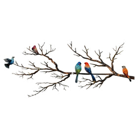ESTART metal birds wall art on a branch enhances natural charm in living spaces.