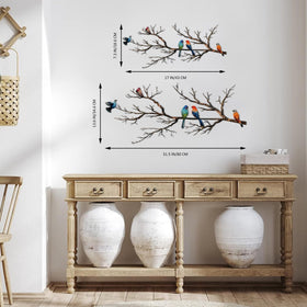 ESTART metal birds wall art large branch design creates a striking living room focal point.