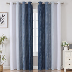 Close-up of the wavy ombre pattern on Estelar Textiler blackout curtains.