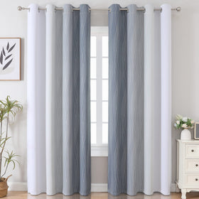 estelar textiler grey ombre blackout curtains showing the grommet top and smooth slide