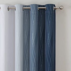 Eight silver grommets per panel enabling easy hanging and smooth sliding.