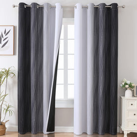 Estelar Textiler Ombre curtains front view showing gradient design and light control