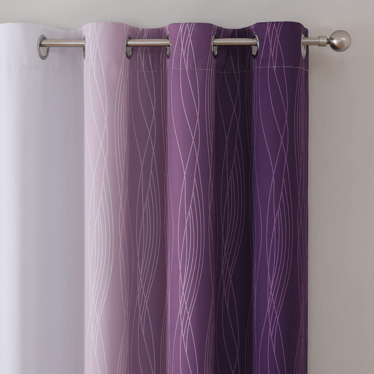 Estelar Textiler ombre curtains grommets closeup for easy hanging