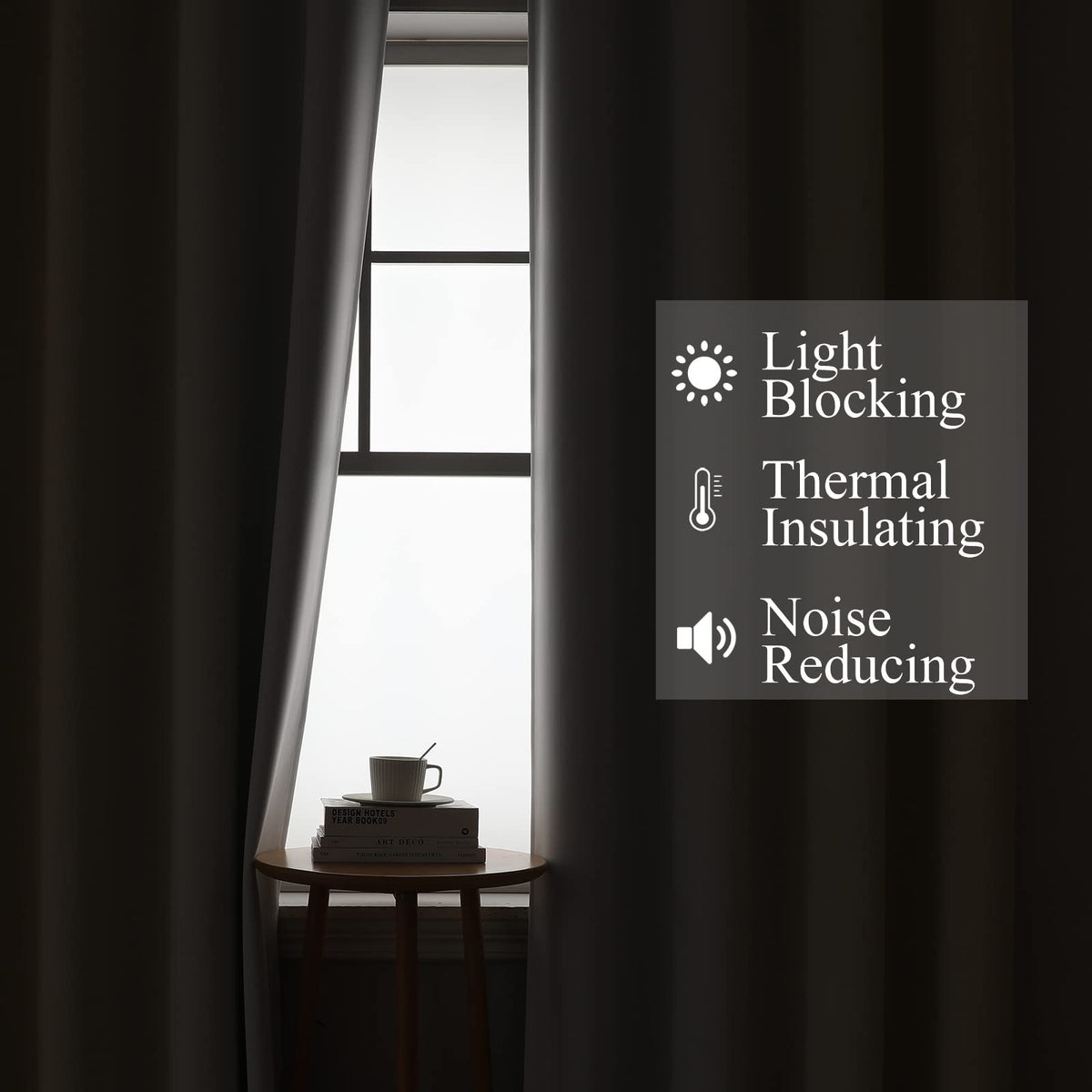 Estelar Textiler thermal blackout curtains block sunlight and glare.