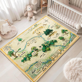 Estmy green woodland area rug 3x5 with soft faux wool underfoot for nursery comfort.