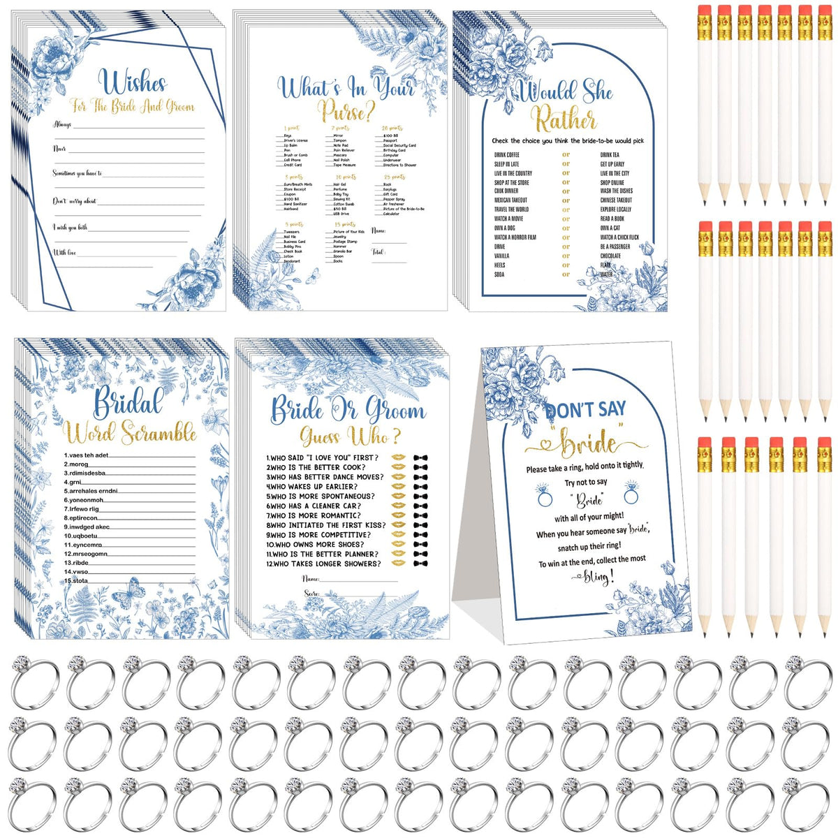 Estune bridal shower games cards spread to entertain guests