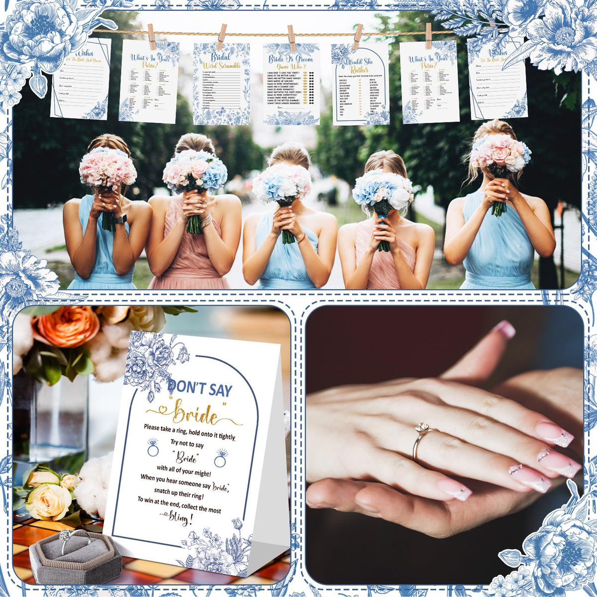 Estune blue floral style pack enhances a classic wedding theme