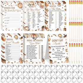 Estune Love is Brewing wedding game cards for entertaining guests at a bridal shower