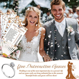 Estune 250-piece wedding games card pack laid out for guests